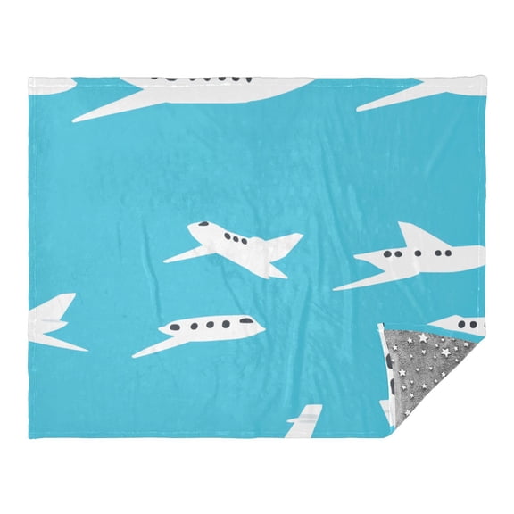 Airplane Pattern Camping Blankets Bed Throws and Cozy Travel Blanket Fluorescence 70x55in Double Sided