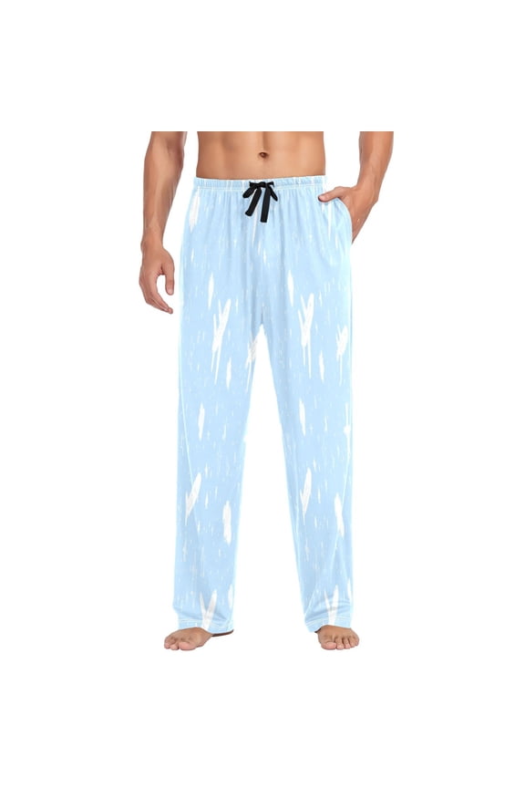Airplane Pattern Design Mens Cotton Pajama Pants Long Staple Lightweight Sleep Bottoms with Pockets Breathable