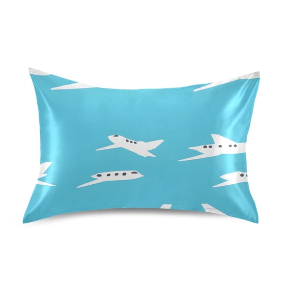 Airplane Pattern Pillowcase Queen Size Luxury Silky Soft Wrinkle Resistant Envelope Closure 30x20in