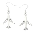 thumbnail image 1 of Airplane Pendant Necklace or Earring Aircraft Rhinestone Crystal Rhodium Plated 17 Inch Snake Chain E0761-CR, 1 of 3