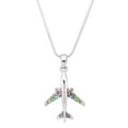 thumbnail image 1 of Airplane Pendant Necklace or Earring Aircraft Rhinestone Crystal Rhodium Plated 17 Inch Snake Chain J0566-CR, 1 of 3
