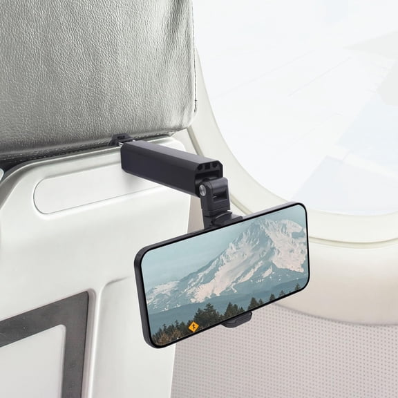 Airplane Phone Holder with 360 Rotation - Universal Travel Phone Mount for Hands-Free Viewing on Flights, Home, Office, and Car Seats, Airplane Travel Essential Accessory (85001) (Black)