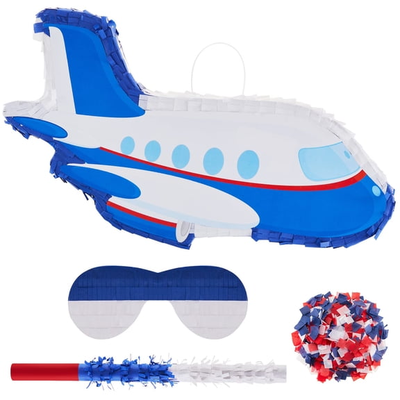 Airplane Piatas for Birthday Party Plane Piata with Stick, Blindfold, Confetti for Adults Birthday Baby Shower Party Supplies Y102