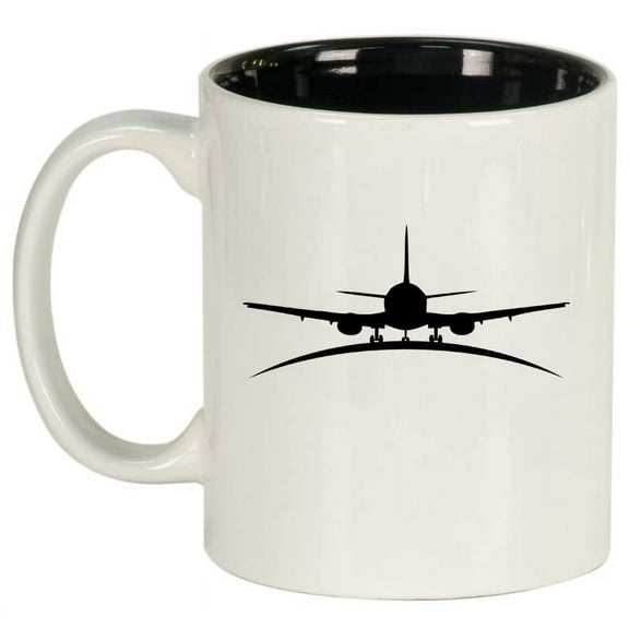 Airplane Pilot Flight Attendant Ceramic Coffee Mug Tea Cup Gift for Him, Her, Husband, Wife, Birthday, Friend, Coworker, Boss, Housewarming, Travel, Aviation, Graduation, Retired (11 oz White)