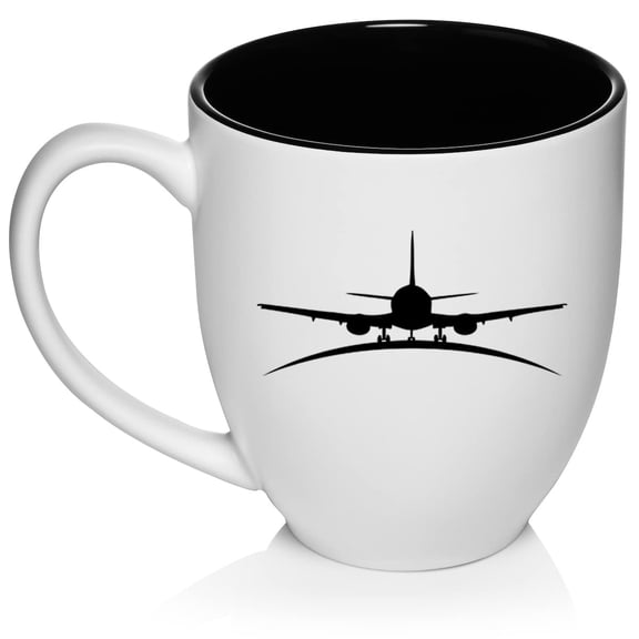 Airplane Pilot Flight Attendant Ceramic Coffee Mug Tea Cup Gift for Him, Her, Husband, Wife, Birthday, Friend, Coworker, Boss, Housewarming, Travel, Aviation, Graduation, Retired (16 oz White)