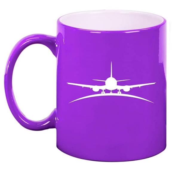 Airplane Pilot Flight Attendant Ceramic Coffee Mug Tea Cup Gift for Him, Her, Husband, Wife, Birthday, Friend, Coworker, Boss, Housewarming, Travel, Aviation, Graduation, Retired (11 oz Purple)