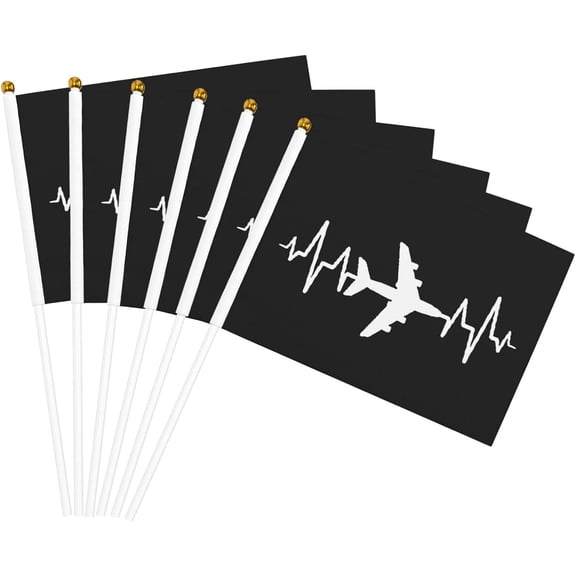 Airplane Pilot Heartbeat Flag 5x8 In Outdoor Decoration Handheld Stick Flags Six Piece