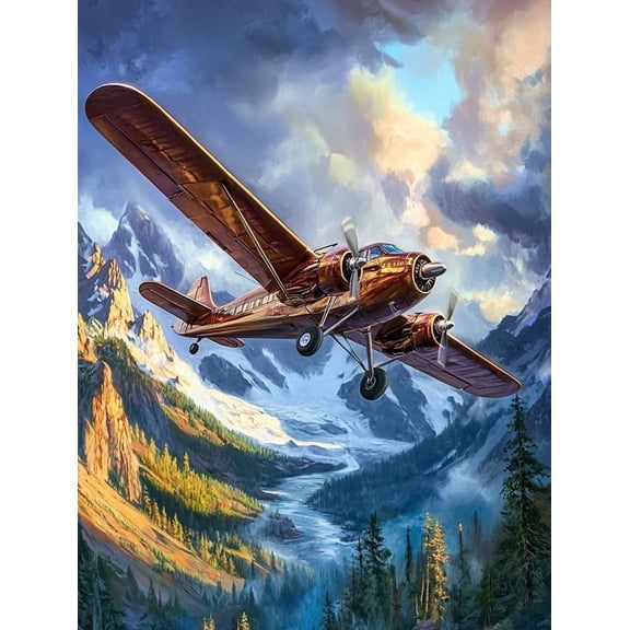 Airplane Preprinted 11CT Cross Stitch Kits for Beginners & Adults - Easy Needlepoint Patterns for Home Decor & Craftings 1
