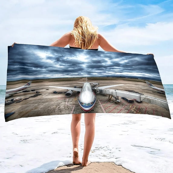 Airplane Printing Lightweight Thin Beach Towel Overd Extra Large Sand Free Towels Quick Dry Travel Camping Beach Accessories (16)