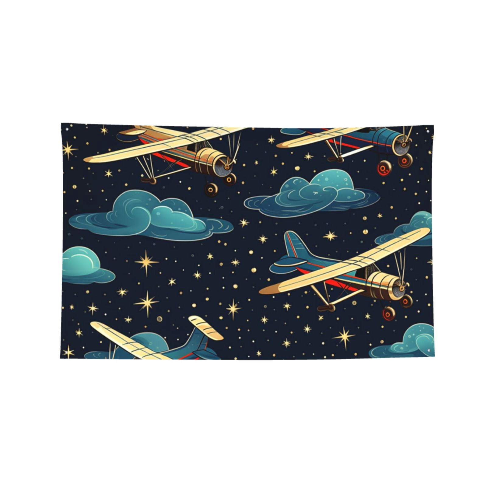 Airplane Retro Old Fashioned Stars Four Hole Decorated Banner Flag for Garden Yard Home Decoration Indoor Outdoor 4x6 Ft