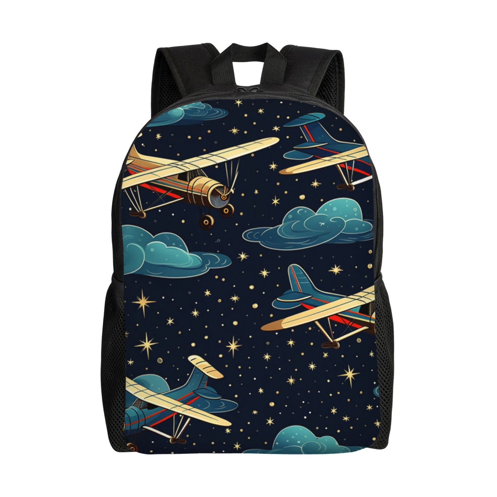 Airplane Retro Old Fashioned Stars Laptop Backpack, Padded 15.6 Inch ...