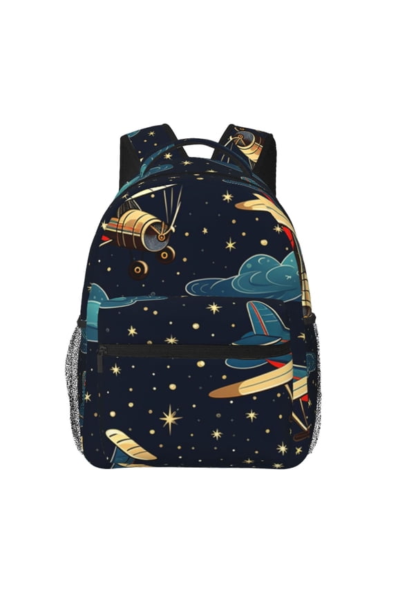 Airplane Retro Old Fashioned Stars Laptop Backpack Travel Rucksack for Teens Adults, Fits 15-inch Notebook