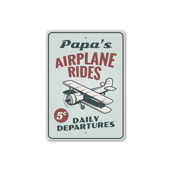 Airplane Rides Sign, Aviation Sign, Pilot Sign, Hangar Aluminum Metal Decor Sign - 4x18 inches