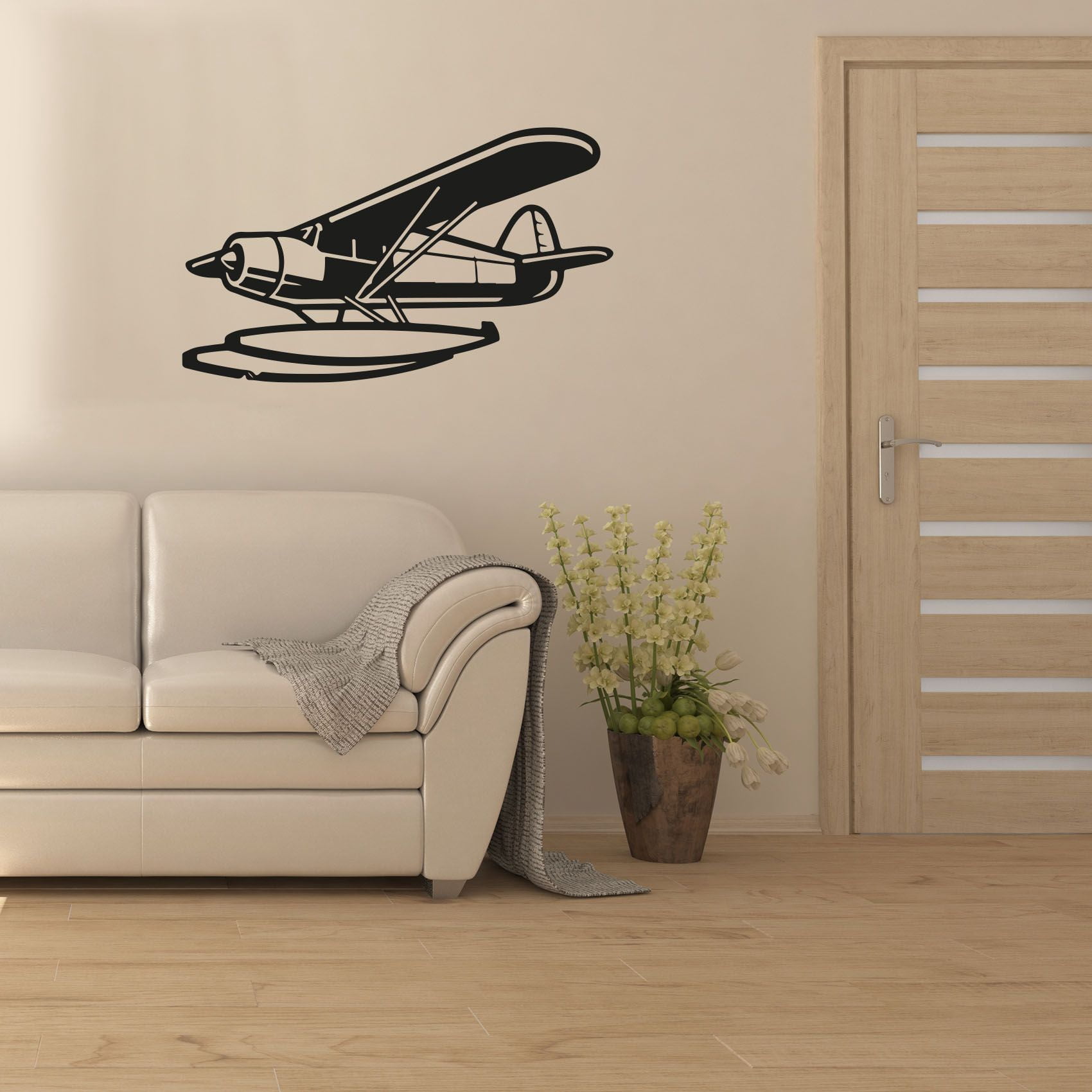 Airplane Silhouette Wall Decal Sticker - Kids Room Nursery Bedroom Wall Art Decor (20x20 Inch)