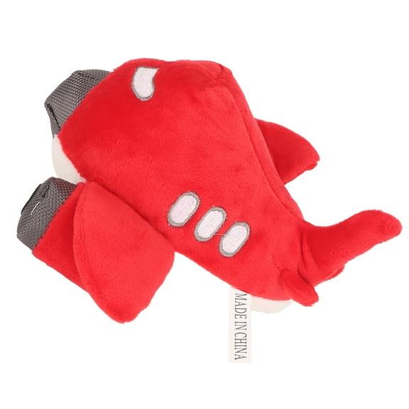 Airplane Shape Plush Dog Squeaky Toy Bite Resistant Teeth Grinding Cleaning Durable Safe Training Toy Interactive Stuffed Puppy Chewing Toy[Red]