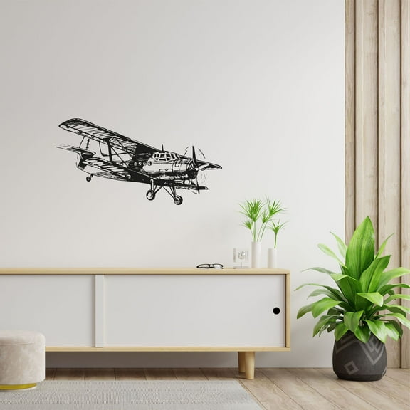 Airplane Silhouette Flying Aviation Air Plane Jet Helicopter Wall Sticker Art Decal for Girls Boys Kids Room Bedroom Nursery House Fun Home Decor Stickers Wall Art Vinyl Decoration Size (24x40 inch)