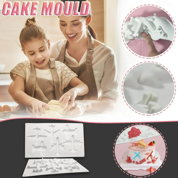 Airplane Silicone Cake Mold - 11.7x6.85 Inches | Non-Stick Baking Pan for Cakes, Chocolate & Cookies | Oven, Microwave & Freezer Safe | Easy Demolding & Cleaning | Reusable White Baking Mold