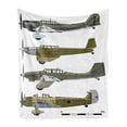 thumbnail image 1 of Airplane Soft Flannel Fleece Throw Blanket, Thirties Style Dive in Camouflage Colors Historical Airshow Planes Design, Cozy Plush for Indoor and Outdoor Use, 60" x 80", Green Grey White, by Ambesonne, 1 of 5