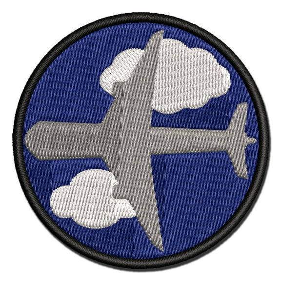 Airplane Solid Vacation Applique Multi-Color Embroidered Iron-On Patch - 2.0 Inch Mini