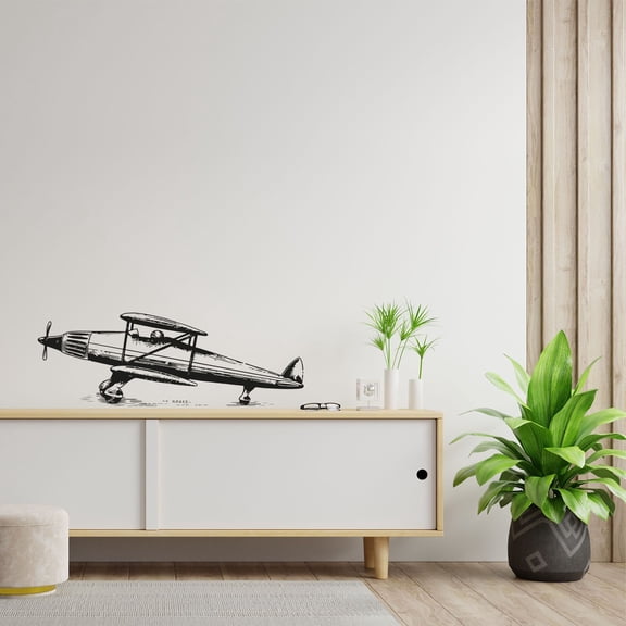 Airplane Take Off Silhouette Flying Air Plane Jet Helicopter Wall Sticker Art Decal for Girls Boys Kids Room Bedroom Nursery House Fun Home Decor Stickers Wall Art Vinyl Decoration Size (6x10 inch)