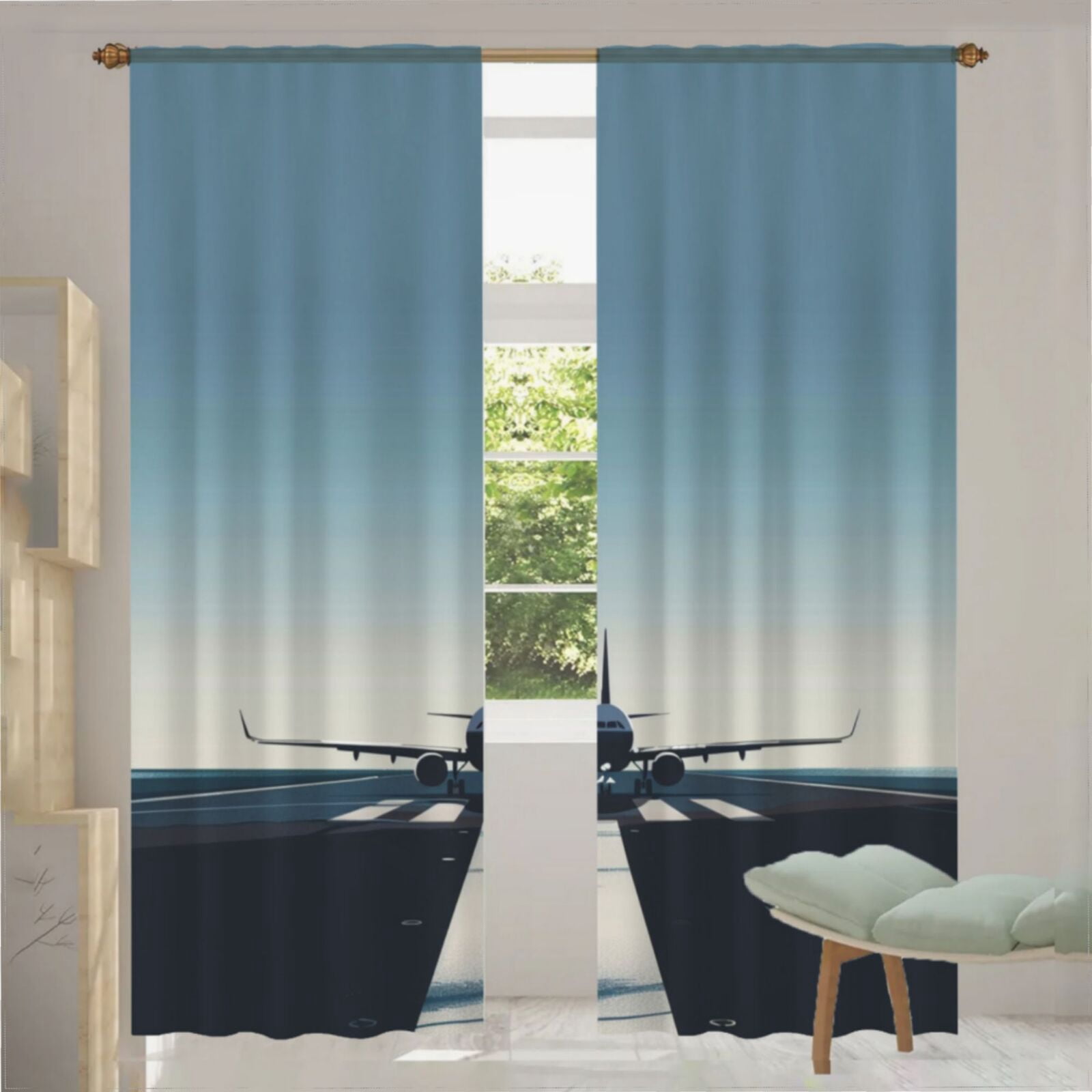 Airplane Takeoff (13) Curtains for Living Room Bedroom Decor