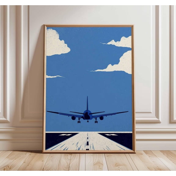 Airplane Takeoff Minimalist Aviation Pilot Gift Flight Wall Art Unframed Paper Print