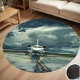 thumbnail image 1 of Airplane Takeoff Round Carpet Living Room Bedroom Home Decoration Coffee Table Mat Lounge Rug Chair Mats, 1 of 5