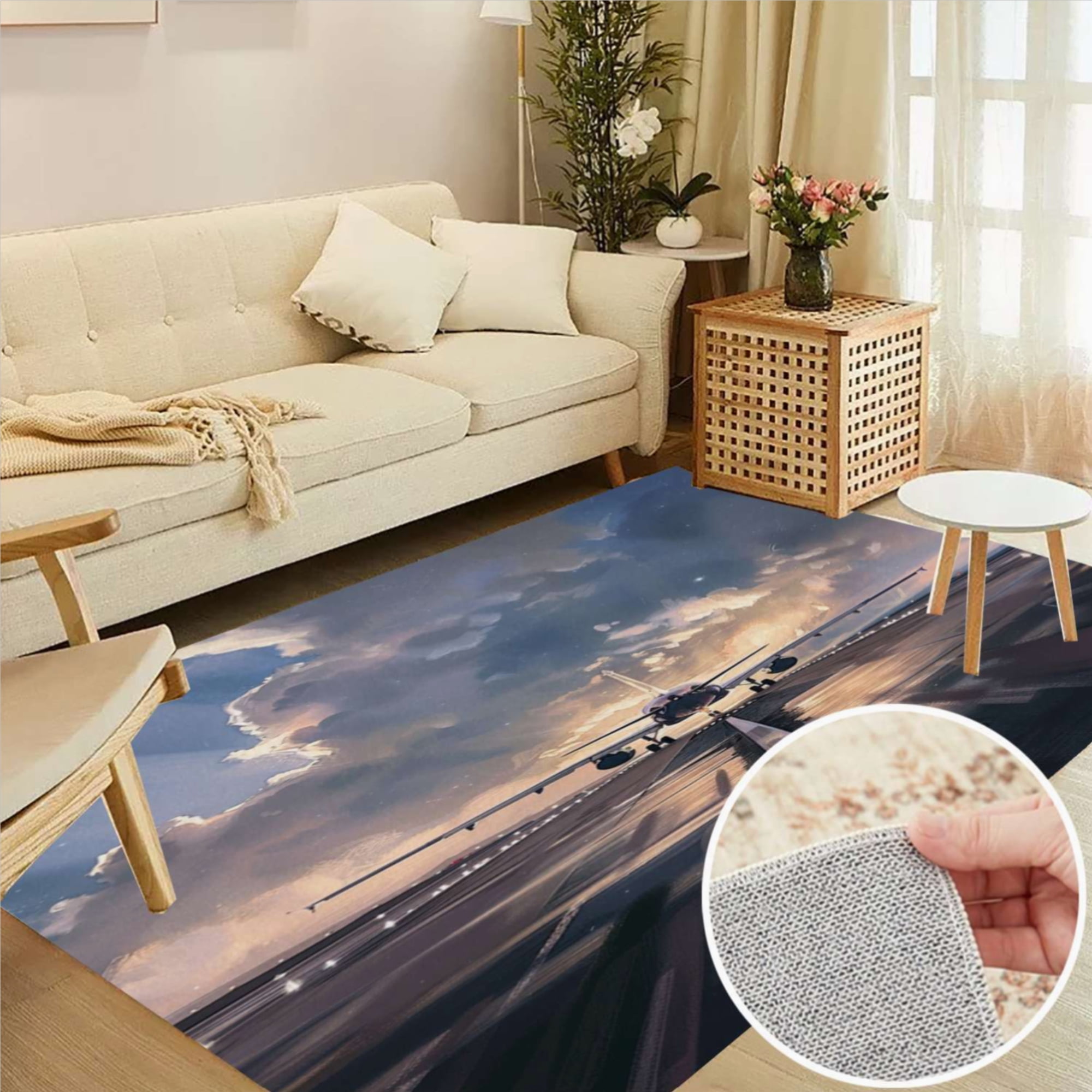 Airplane Takeoff Soft Large Area Rugs Washable Rug With Non-Slip ...