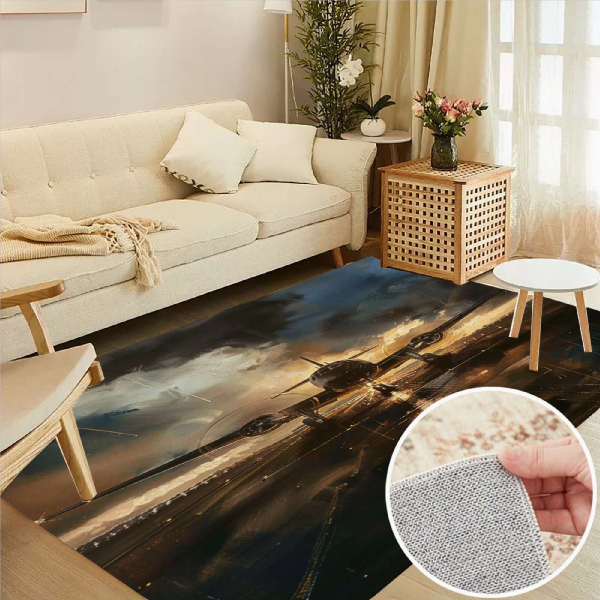 Airplane Takeoff Soft Large Area Rugs Washable Rug With Non-Slip ...