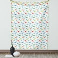 thumbnail image 1 of Airplane Tapestry, Travel Around the World Theme with Colorful Retro Biplanes Air Route Dashed Lines, Wall Hanging for Bedroom Living Room Dorm Decor, 60W X 80L Inches, Multicolor, by Ambesonne, 1 of 5