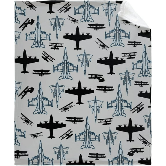 Airplane Throw Blanket, Airplane Gifts for Airplane Lover, Soft Fuzzy Flannel Throw Blanket Lightweight Warm Blanket for Kids Adult Bed, Sofa, Bed Room Decoration 60"x80"