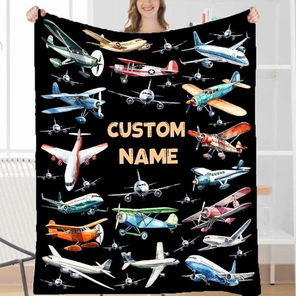 Airplane Throw Blanket, Airplane Gifts for Boys Girls Adults, Aircraft Throw, Plush Cozy Lightweight Flannel Quilts for Bedroom Sofa Couch Living Room Decoration