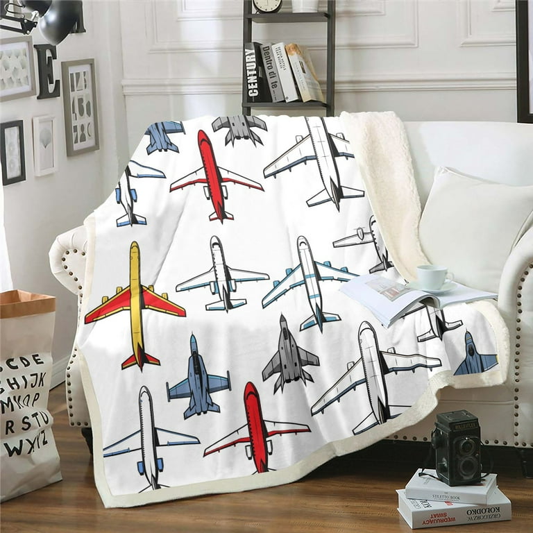 Airplane Throw Blanket Vintage Aircraft Toddler Blanket 40 x50