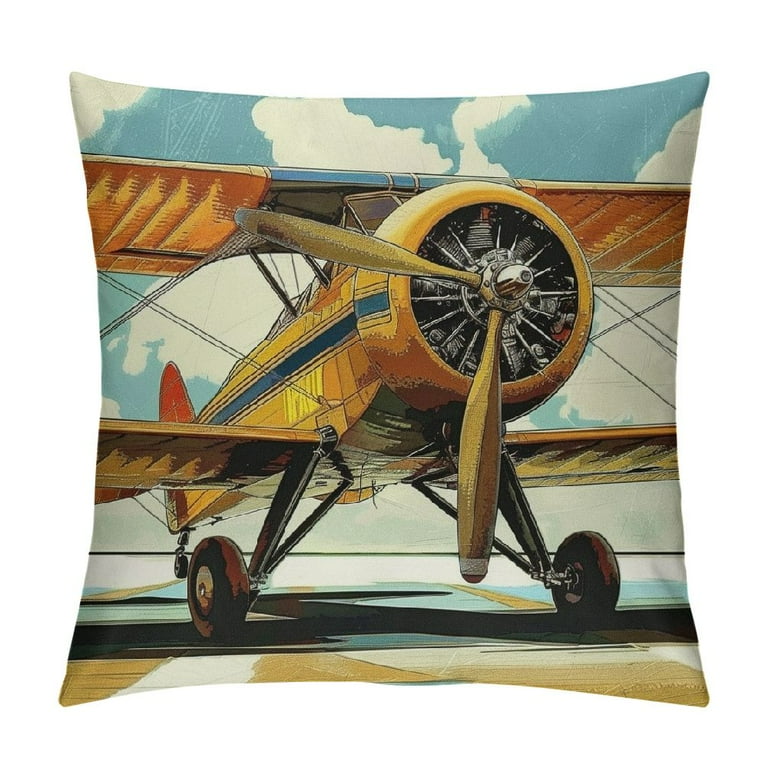 Airplane Throw Pillow Covers ,Retro Aircraft Pillow Covers for