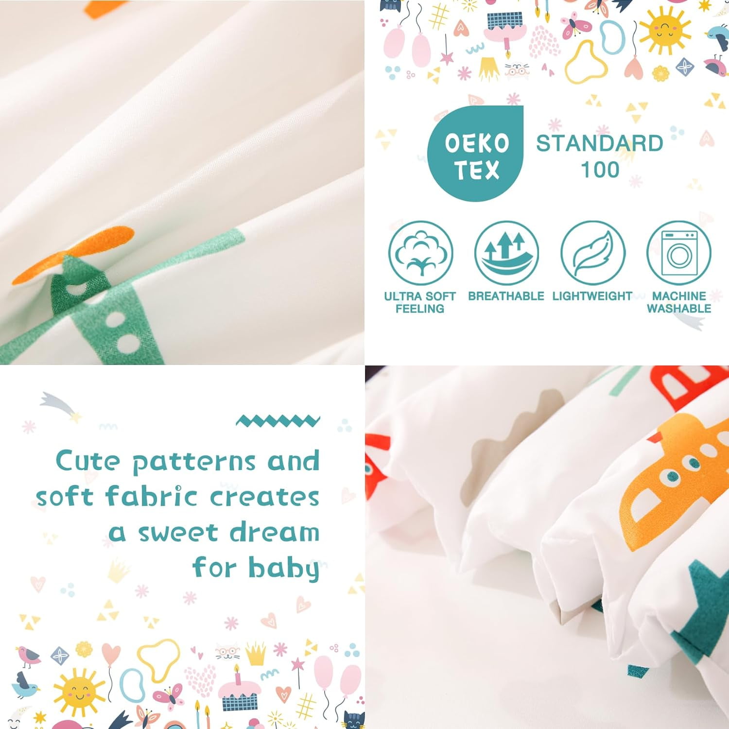 Airplane Toddler Bedding Set, 4 Piece Toddler Boys Microfiber Comforter