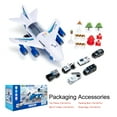 thumbnail image 1 of Airplane Toy with Construction Toy Cars Set, Transport Cargo Airplane with Lights and Sounds, 6 Mini Car Toys & 11 Road Signs, Toy Airplane for Kids, Blue, 1 of 7