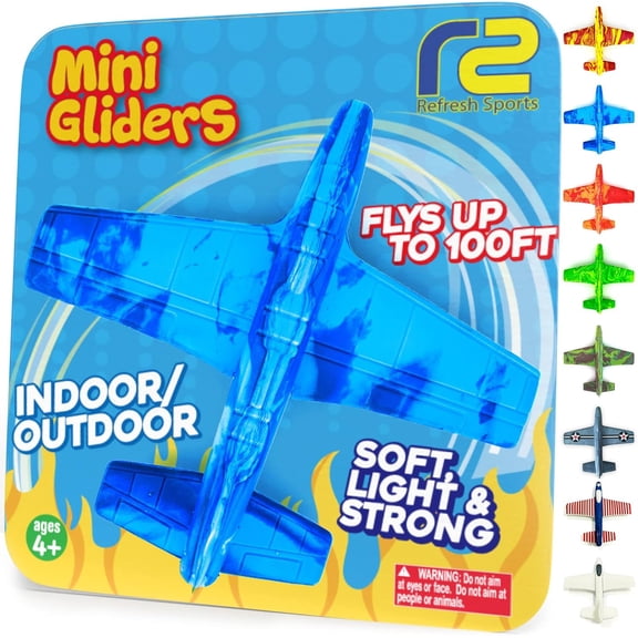 Airplane Toy Glider for All Ages for Kids Ages 3+ - Portable Lightweight Foam Glider Airplane for Kids Travel & Beach Outdoor Play (Blue)