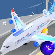 Airplane Toy with LED Light & Sounds, Bump & Go Action Airplane, Battery Charging, Automatic Steering, Airplane Model Toy Birthday Gift for Ages 3+