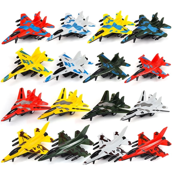 Airplane Toys Set-Diecast Aircraft Plane Model Kit Military Fighter Jet Playset Helicopter Pull Back Kids Multicolor