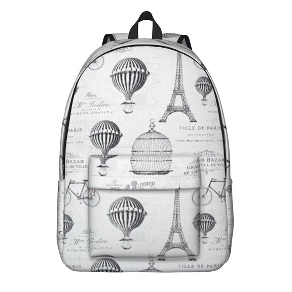 Airplane Travel Backpack for Women, Paris Fashion Holiday School Bookbag, Vintage Style Journey Trip Adventure Daypack