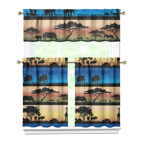 Airplane Trip Fashion Kitchen Curtains Set, Paris Holiday Travel Tier and Valance Curtains, Vintage Beach Girl Style Window Drapes for Feminine Kitchen or Office Decor
