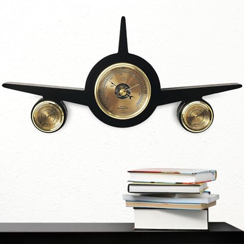 Airplane Weather Station | Barometer, Thermometer and Hygrometer| Temperature, Humidity, Air Pressure Gauge | Wall Decor$$Garden & Patio