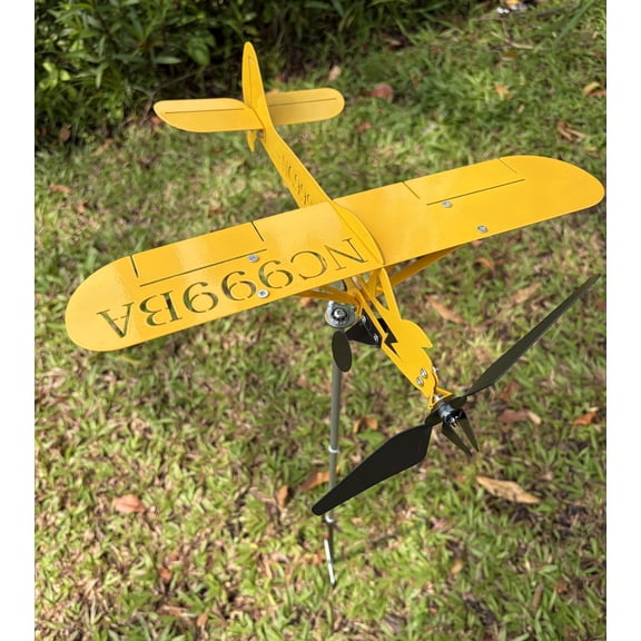 Airplane Weathervane,3D Unique and Magical Metal Windmill Outdoor Wind Sculpture Kinetic Sculpture forYard/Garden/Decor Decoration,Gifts for Flight Lovers