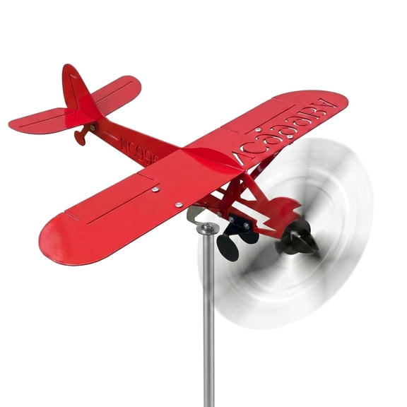 Airplane Wind Spinner, Metal Kinetic Garden Windmill, 360° Rotating Plane Sculpture with Anti-Rust Finish for Yard, Lawn & Outdoor Decor