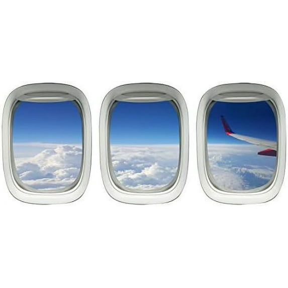Airplane Wing Stickers - Plane Window Clings Clouds Wall Decor-PPW27$$Home Decor, Kitchen, & Other