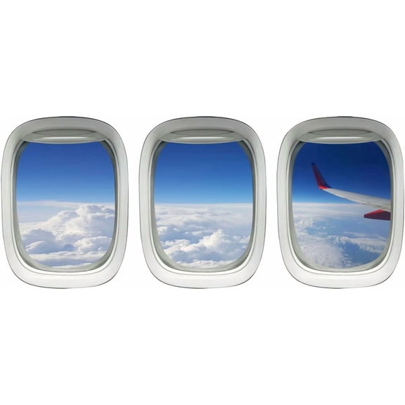 Airplane Wing Stickers - Plane Window Clings Clouds Wall Decor -PPW27