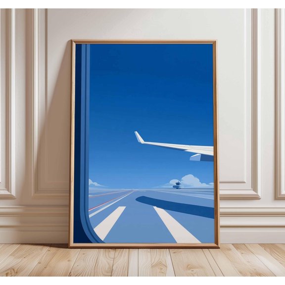 Airplane Wing View Poster Modern Aviation Wall Art