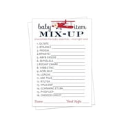 Airplane Word Scramble Baby Shower Game Cards 25 Pack - Unscramble Guessing Activity - Landing Soon Event Supplies Red, Blue - 4 x 6 Size Set - Paper Clever Party