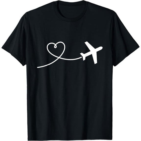 Airplane heart T-Shirt men and women can wear, black, white, gifts
