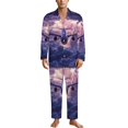 Airplane in Storm And Lightning Men's Pajama Set Soft Lounge Pjs Set